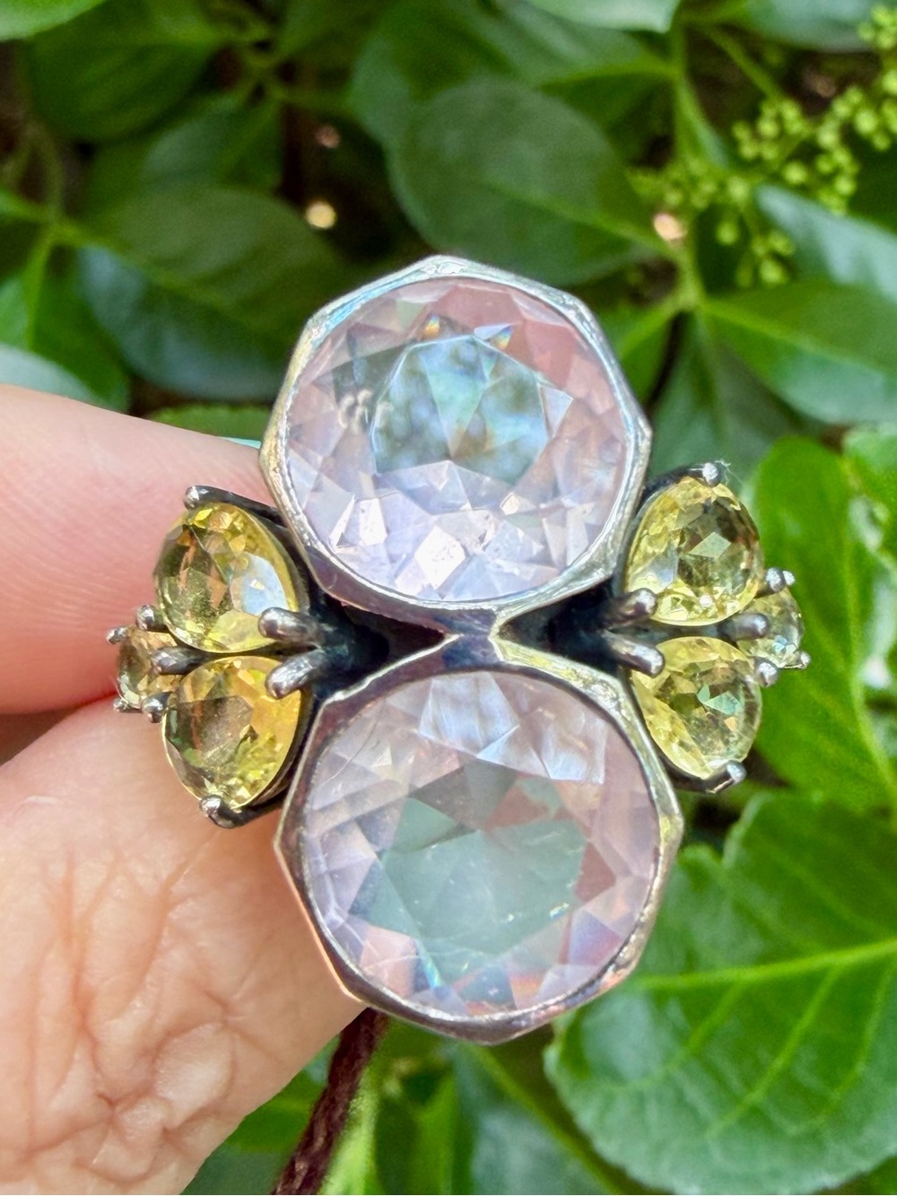 STEPHEN DWECK BUMBLE BEE ROSE & YELLOW QUARTZ 925SS RING BNWT & POUCH RETIRED
